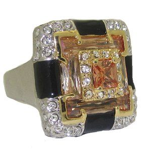 Enamel Designer Ring Cubic Zirconia's NWT